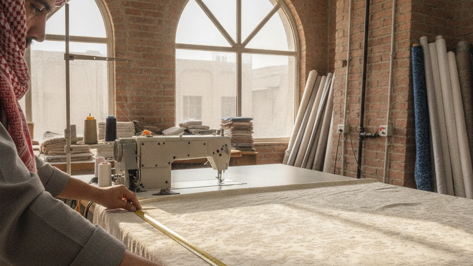 tailor measuring curtain panels for alterations in Dubai