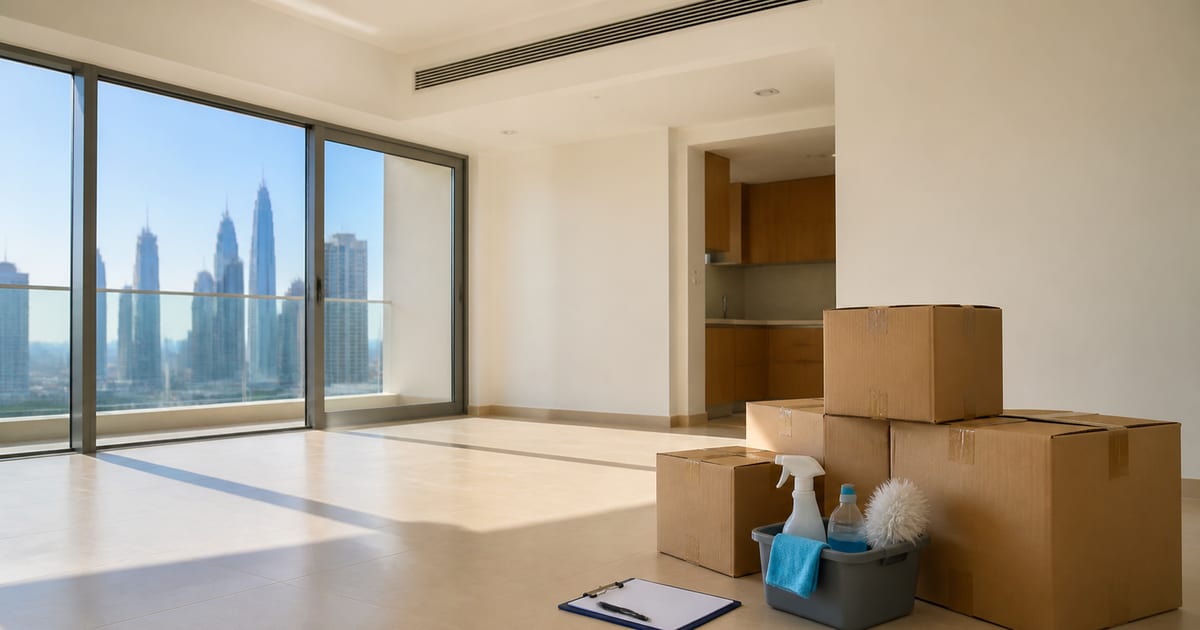 cleaner preparing a Dubai apartment before move in