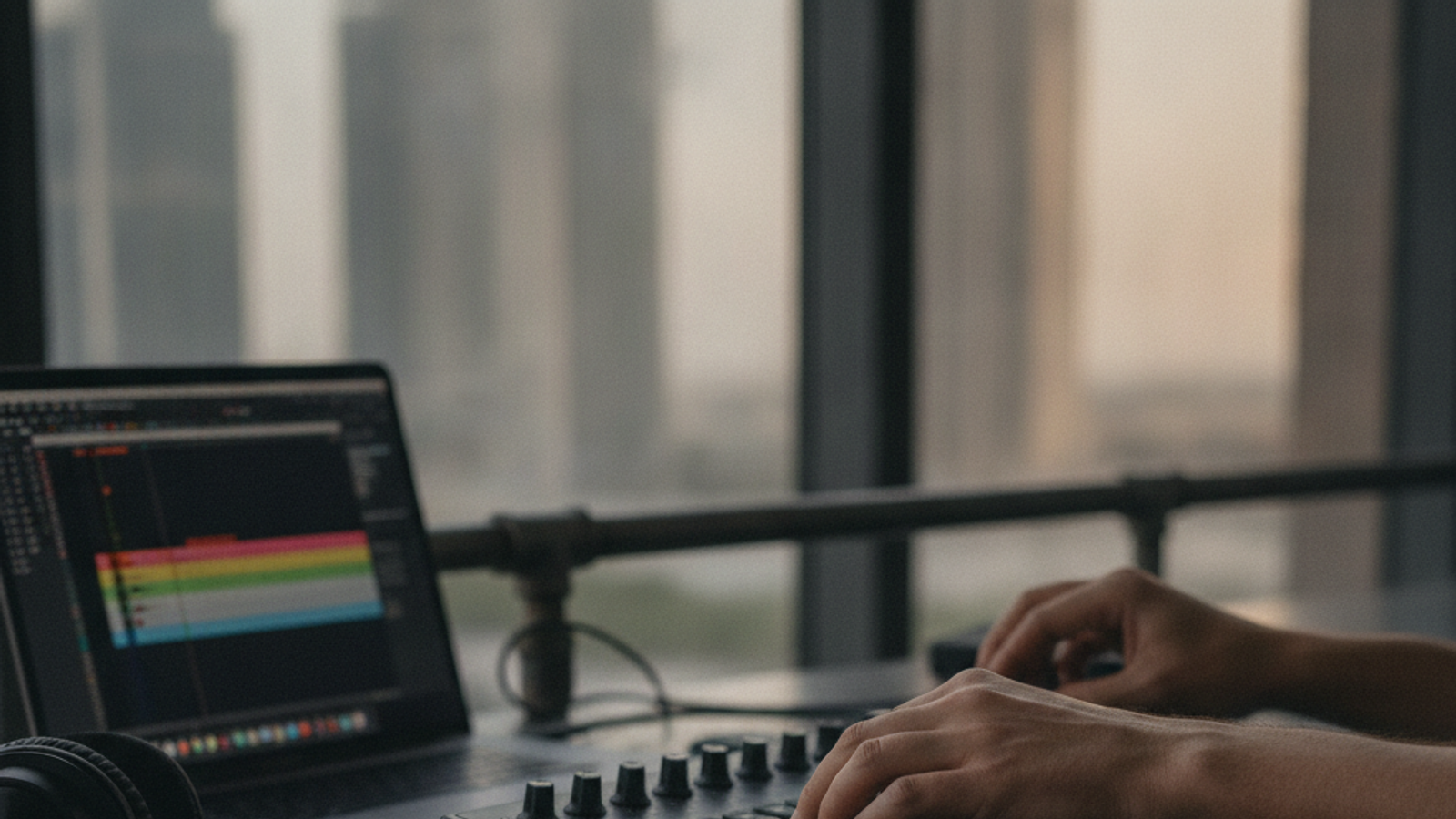event video editor working on timeline in Dubai studio