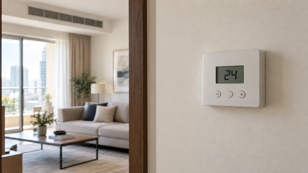 Room thermostat with a simple temperature display