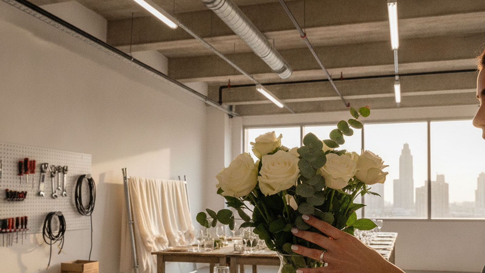 florist arranging event flowers in Dubai venue