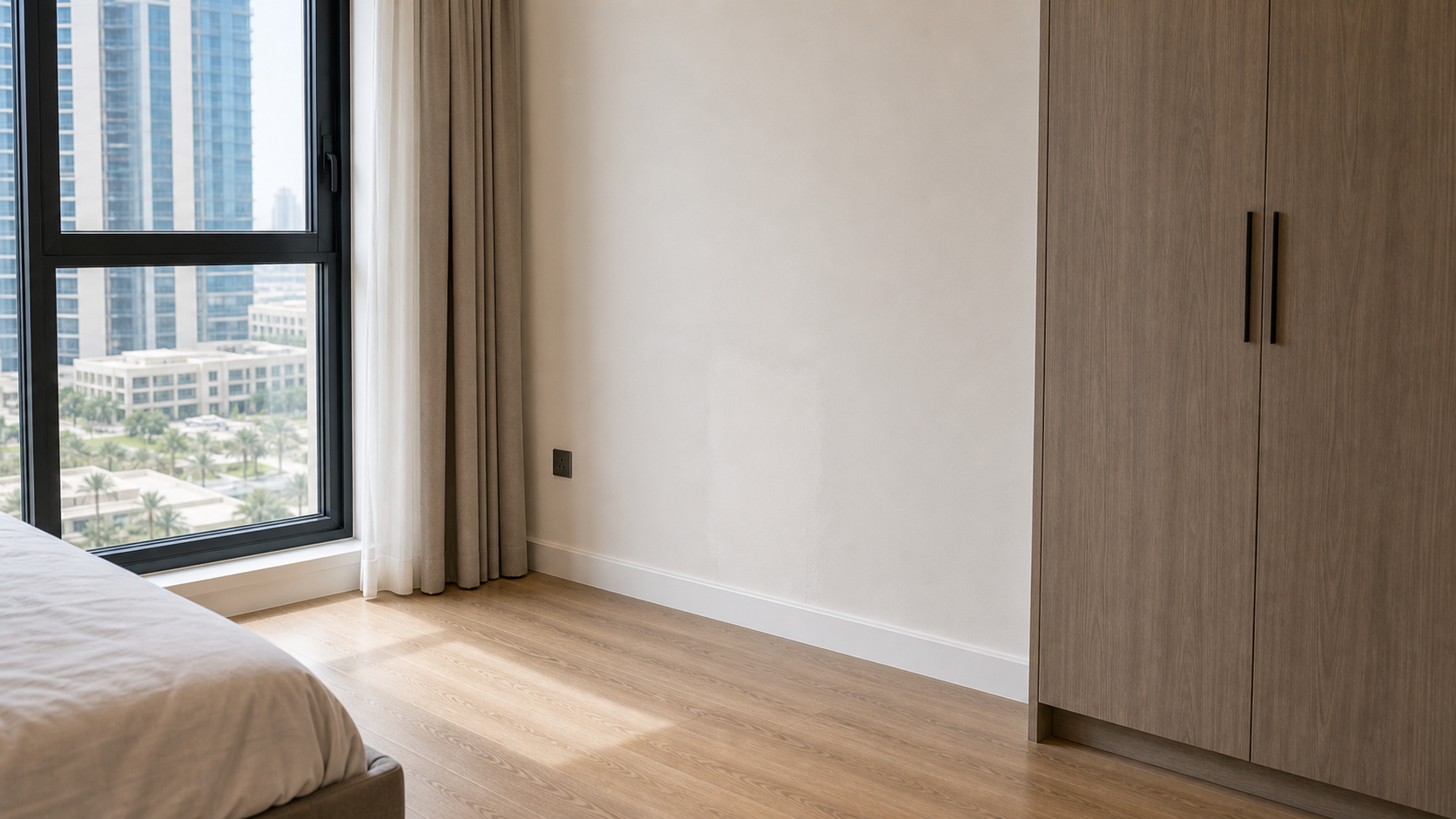 clean treated wall area after mold remediation and drying in a Dubai home