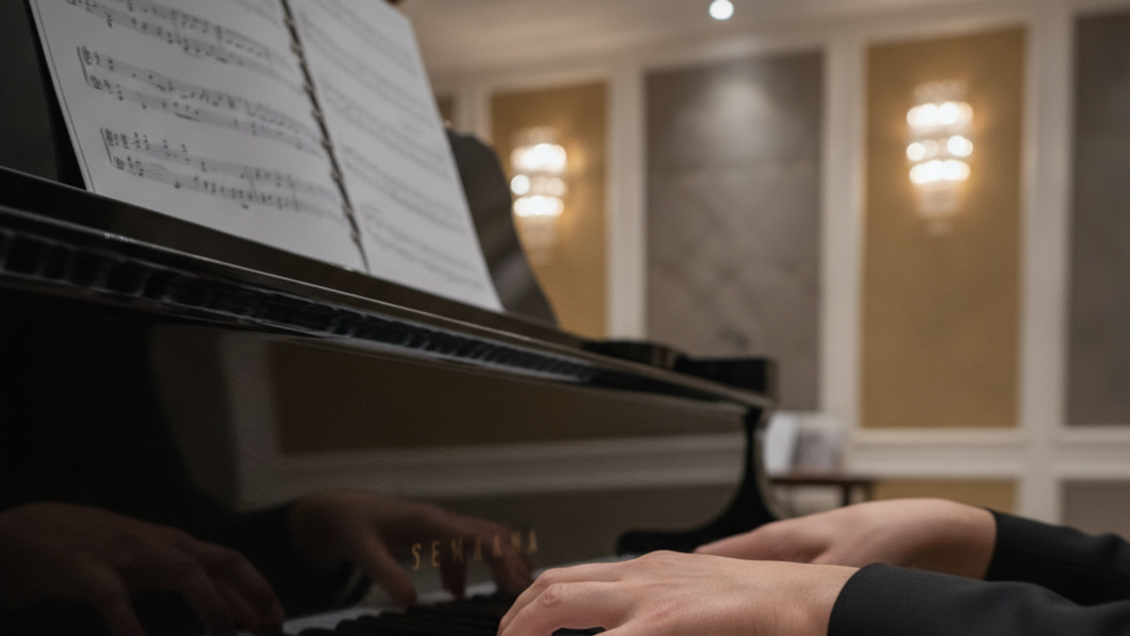 piano teacher demonstrating hand position for a Dubai lesson