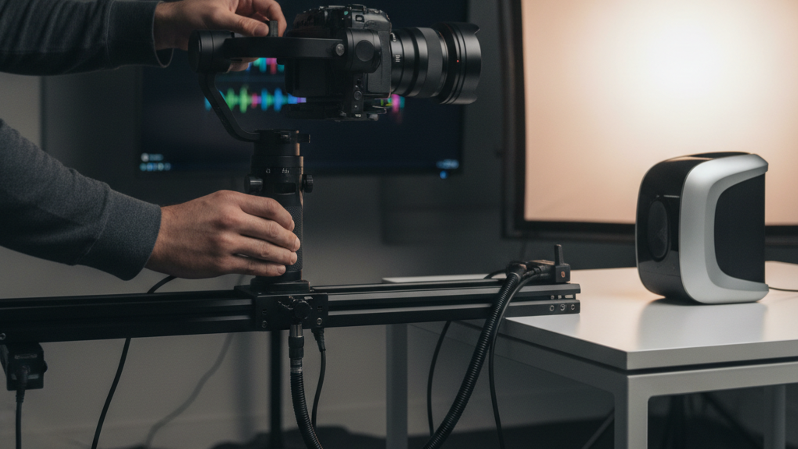 videographer preparing product video setup in Dubai studio