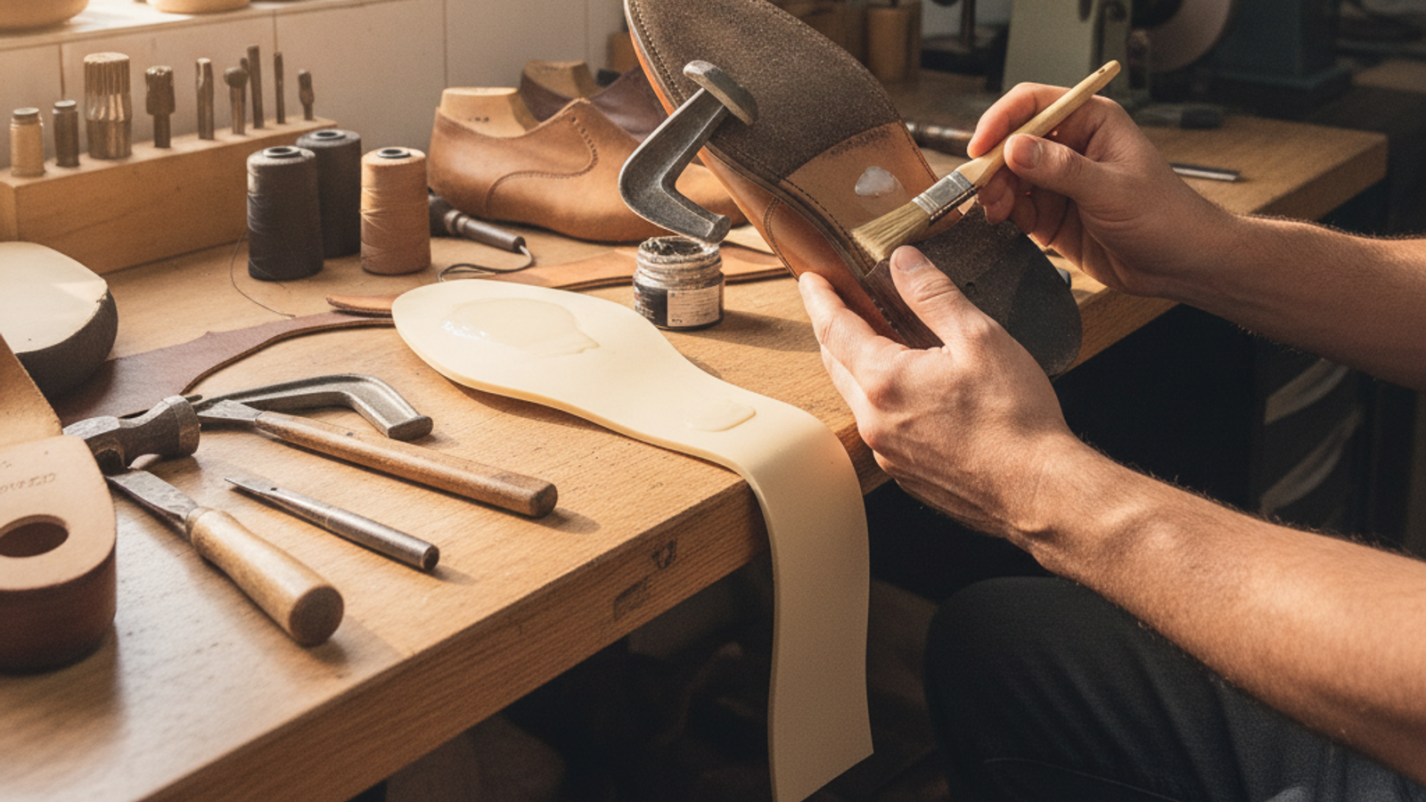 cobbler repairing a shoe sole in Dubai