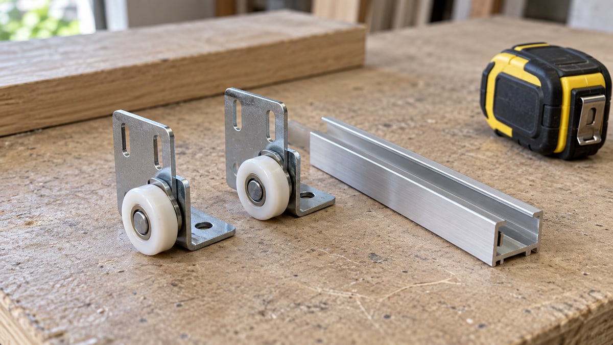 Loose wardrobe roller components and a short track sample